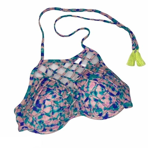 Shade & Shore Pink Mesh Bikini Top 34D - Picture 1 of 15